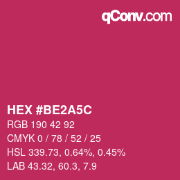 Farbcode: HEX #BE2A5C | qconv.com