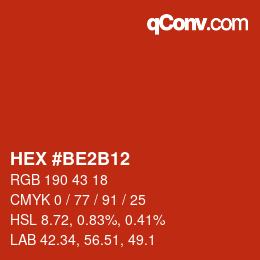 Color code: HEX #BE2B12 | qconv.com