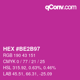 カラーコード: HEX #BE2B97 | qconv.com