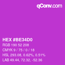 カラーコード: HEX #BE34D0 | qconv.com