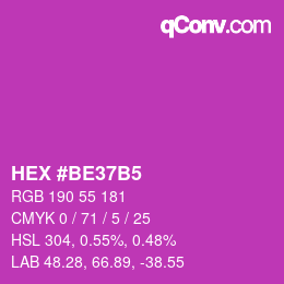 颜色代码: HEX #BE37B5 | qconv.com