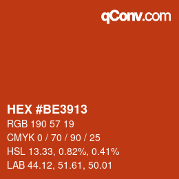 Farbcode: HEX #BE3913 | qconv.com