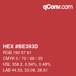 Color code: HEX #BE393D | qconv.com