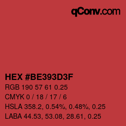 Code couleur: HEX #BE393D3F | qconv.com