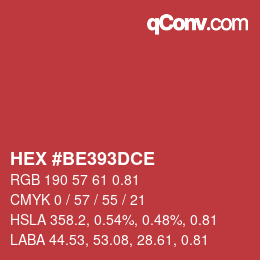 颜色代码: HEX #BE393DCE | qconv.com
