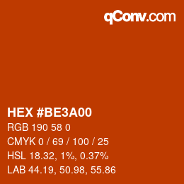 Color code: HEX #BE3A00 | qconv.com