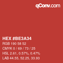 Color code: HEX #BE3A34 | qconv.com