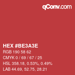 Color code: HEX #BE3A3E | qconv.com