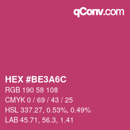 カラーコード: HEX #BE3A6C | qconv.com