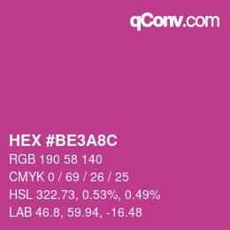 カラーコード: HEX #BE3A8C | qconv.com