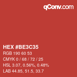 Color code: HEX #BE3C35 | qconv.com