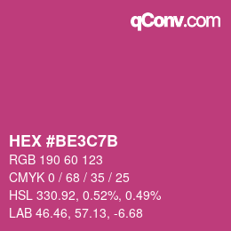 颜色代码: HEX #BE3C7B | qconv.com