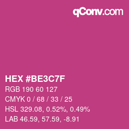 颜色代码: HEX #BE3C7F | qconv.com