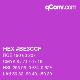 カラーコード: HEX #BE3CCF | qconv.com