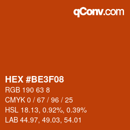 カラーコード: HEX #BE3F08 | qconv.com