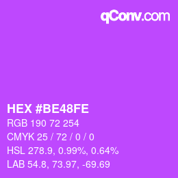 Color code: HEX #BE48FE | qconv.com
