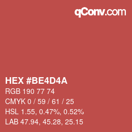 カラーコード: HEX #BE4D4A | qconv.com