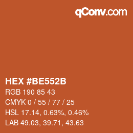 Farbcode: HEX #BE552B | qconv.com