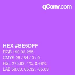 カラーコード: HEX #BE5DFF | qconv.com
