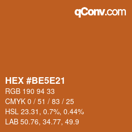 Color code: HEX #BE5E21 | qconv.com