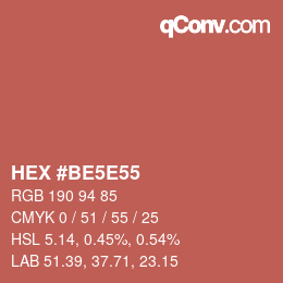 Color code: HEX #BE5E55 | qconv.com