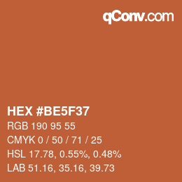 Farbcode: HEX #BE5F37 | qconv.com