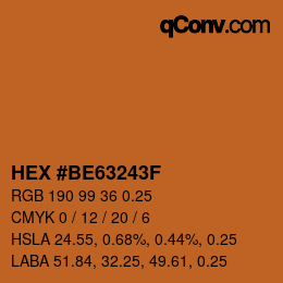 Farbcode: HEX #BE63243F | qconv.com