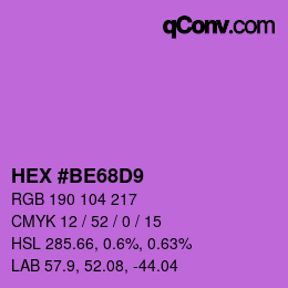 カラーコード: HEX #BE68D9 | qconv.com