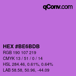 カラーコード: HEX #BE6BDB | qconv.com