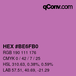 Farbcode: HEX #BE6FB0 | qconv.com
