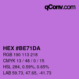 カラーコード: HEX #BE71DA | qconv.com