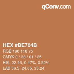 Color code: HEX #BE764B | qconv.com
