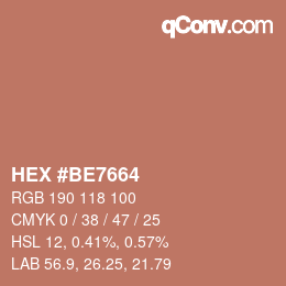 Color code: HEX #BE7664 | qconv.com