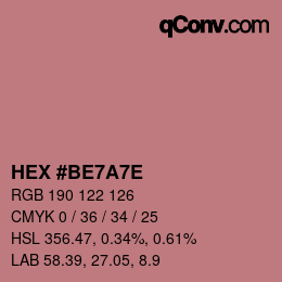 Color code: HEX #BE7A7E | qconv.com