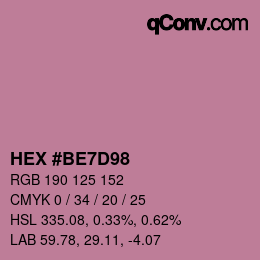 Farbcode: HEX #BE7D98 | qconv.com