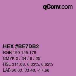 カラーコード: HEX #BE7DB2 | qconv.com