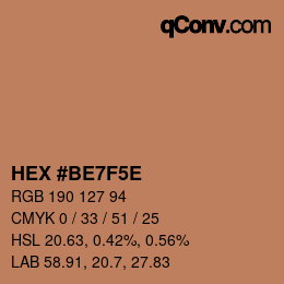 Color code: HEX #BE7F5E | qconv.com
