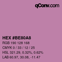 カラーコード: HEX #BE80A8 | qconv.com