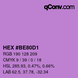 Farbcode: HEX #BE80D1 | qconv.com