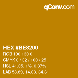 カラーコード: HEX #BE8200 | qconv.com