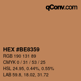 Color code: HEX #BE8359 | qconv.com