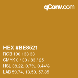 カラーコード: HEX #BE8521 | qconv.com