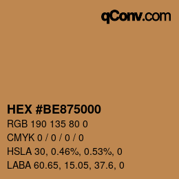 Color code: HEX #BE875000 | qconv.com