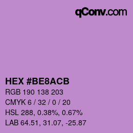 Color code: HEX #BE8ACB | qconv.com