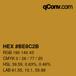 Color code: HEX #BE8C2B | qconv.com