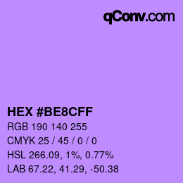 Color code: HEX #BE8CFF | qconv.com