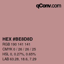 カラーコード: HEX #BE8D8D | qconv.com