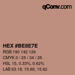 Color code: HEX #BE8E7E | qconv.com