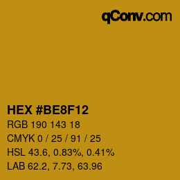 Color code: HEX #BE8F12 | qconv.com