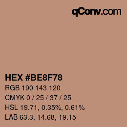 Color code: HEX #BE8F78 | qconv.com